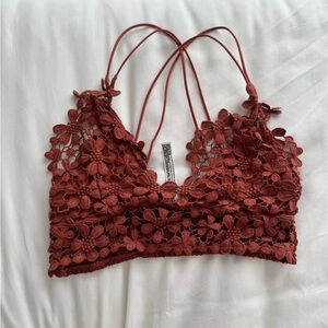 Rust Floral Lace Bralette